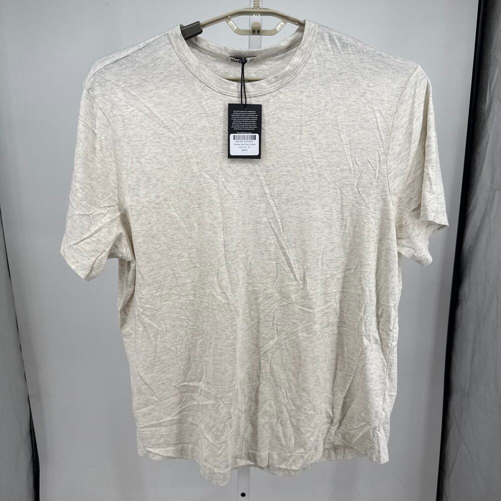 Buck Mason Heather Oat Pima Curved Hem T-Shirt Mens XL Short Sleeve Crew Tee NWT